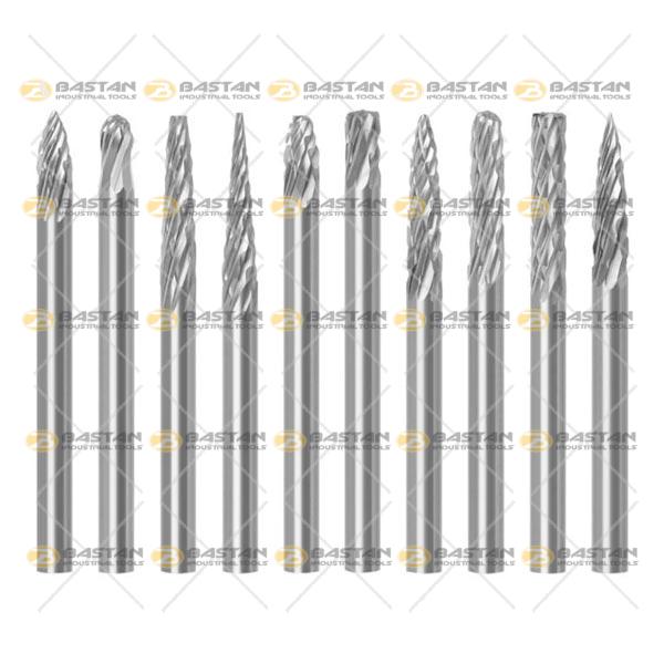 ست فرز فرم 10 عددی دنباله 3 میلیمتر سایز 3 میلیمتر Double Cut (دابل کات)